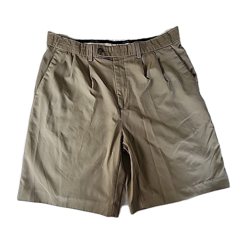 Alan Flusser Golf Shorts Men's 36W Beige Chino Performance 10" Inseam EUC Modern